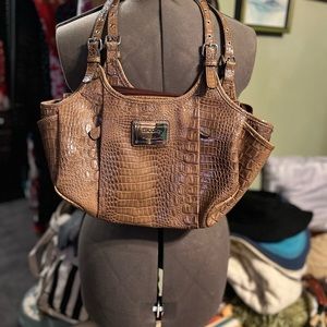 Nicole Miller handbag brown faux animal pattern excellent condition